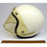 Vintage BUCO MOTORCYCLE HELMET White & Black Pinstripes OPEN FACE w/ FACE SHIELD