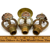 Vintage CENTRAL UPRIGHT SPRINKLER HEAD Lot of 3 Different BRASS HEADS! 1937-1954