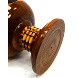 Gorgeous! TURNED WOOD PEASEWARE JAR Covered Urn PEDESTAL TREEN Acorn-like Shape