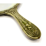 Antique GERMAN SILVER HAND MIRROR Dresser/Vanity VICTORIAN CHERUB Art Nouveau