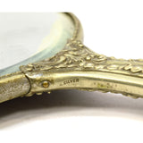 Antique GERMAN SILVER HAND MIRROR Dresser/Vanity VICTORIAN CHERUB Art Nouveau