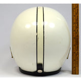 Vintage BUCO MOTORCYCLE HELMET White & Black Pinstripes OPEN FACE w/ FACE SHIELD
