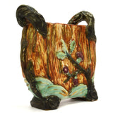 Vintage WELLER POTTERY "WARWICK" PATTERN PILLOW VASE 7.5" Footed & Handled c1920