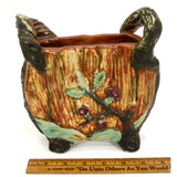 Vintage WELLER POTTERY "WARWICK" PATTERN PILLOW VASE 7.5" Footed & Handled c1920