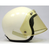 Vintage BUCO MOTORCYCLE HELMET White & Black Pinstripes OPEN FACE w/ FACE SHIELD