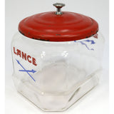 Vintage "LANCE" CRACKER/COOKIE JAR 8" Counter STORE DISPLAY Original METAL LID