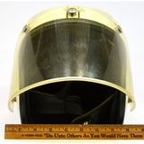 Vintage BUCO MOTORCYCLE HELMET White & Black Pinstripes OPEN FACE w/ FACE SHIELD