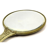 Antique GERMAN SILVER HAND MIRROR Dresser/Vanity VICTORIAN CHERUB Art Nouveau