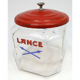Vintage "LANCE" CRACKER/COOKIE JAR 8" Counter STORE DISPLAY Original METAL LID