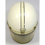 Vintage BUCO MOTORCYCLE HELMET White & Black Pinstripes OPEN FACE w/ FACE SHIELD