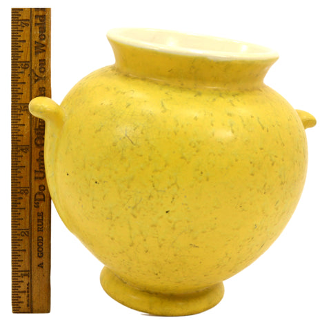 Antique WELLER POTTERY BALL VASE/URN 6.25" Nub Handles YELLOW MOTTLED GLAZE Rare