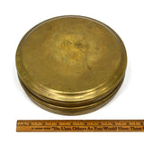 VTG/Antique 8" ROUND BRASS CONTAINER 2-Tiered/Nesting w/ Lid! NAUTICAL/MILITARY?