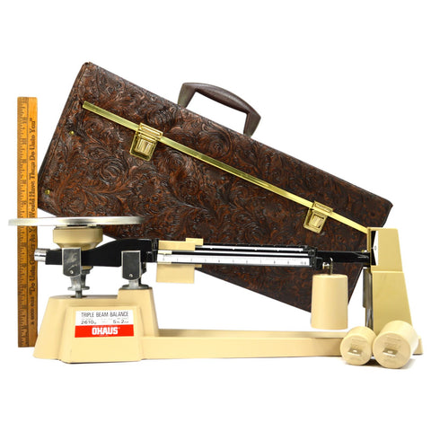 Excellent! OHAUS TRIPLE BEAM BALANCE SCALE 700/800 Series w/ 3 WEIGHTS & CASE!!