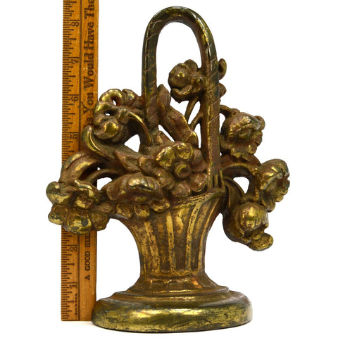 Antique FLOWER BASKET DOOR STOP &/or BOOKEND? 8-3/4" Tall FELT BASE Marked "42"
