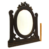 Antique HARDWOOD DRESSER/VANITY MIRROR 11"x15" Beveled Oval SALVAGED c.19th/20th