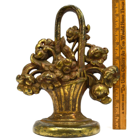 Antique FLOWER BASKET DOOR STOP &/or BOOKEND? 8-3/4" Tall FELT BASE Marked "42"