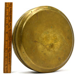 VTG/Antique 8" ROUND BRASS CONTAINER 2-Tiered/Nesting w/ Lid! NAUTICAL/MILITARY?