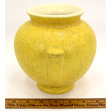 Antique WELLER POTTERY BALL VASE/URN 6.25" Nub Handles YELLOW MOTTLED GLAZE Rare