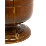 Vintage HUGE WOODEN MORTAR Large, 8" Solid Turned Wood PEDESTAL BOWL **Damaged**