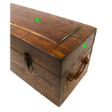 Antique CARPENTERS' TOOL BOX 33.5" Long HARDWOOD & BRASS CHEST Tiger Oak? c.19th