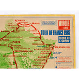 Vintage TOUR DE FRANCE 1967 "MIROIR SPRINT" MAP 18" Cycling Poster EPHEMERA Rare