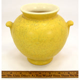 Antique WELLER POTTERY BALL VASE/URN 6.25" Nub Handles YELLOW MOTTLED GLAZE Rare