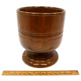 Vintage HUGE WOODEN MORTAR Large, 8" Solid Turned Wood PEDESTAL BOWL **Damaged**