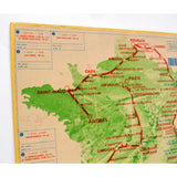 Vintage TOUR DE FRANCE 1967 "MIROIR SPRINT" MAP 18" Cycling Poster EPHEMERA Rare