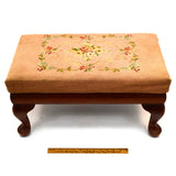 Vintage STREIT "SLUMBER CHAIR" OTTOMAN (Only) HARDWOOD FOOTSTOOL Needlepoint Top
