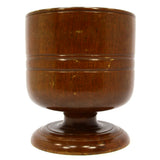 Vintage HUGE WOODEN MORTAR Large, 8" Solid Turned Wood PEDESTAL BOWL **Damaged**
