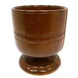 Vintage HUGE WOODEN MORTAR Large, 8" Solid Turned Wood PEDESTAL BOWL **Damaged**