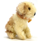 Vintage STEIFF "MOLLY" YOUNG DOG #3310,00 LT. TAN & WHITE 3" Sitting SWIVEL HEAD