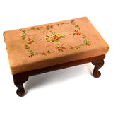 Vintage STREIT "SLUMBER CHAIR" OTTOMAN (Only) HARDWOOD FOOTSTOOL Needlepoint Top
