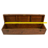 Antique CARPENTERS' TOOL BOX 33.5" Long HARDWOOD & BRASS CHEST Tiger Oak? c.19th