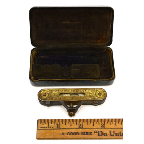 Antique STANLEY POCKET LEVEL No. 41 Type 4 in BONUS CASE! Pat. 1896 IRON & BRASS
