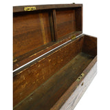 Antique CARPENTERS' TOOL BOX 33.5" Long HARDWOOD & BRASS CHEST Tiger Oak? c.19th