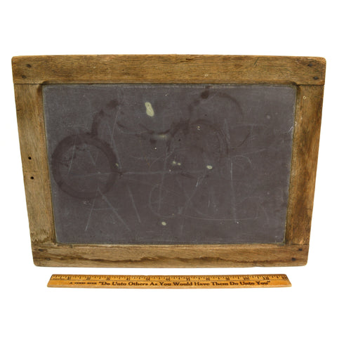 Antique SCHOOL SLATE CHALKBOARD 15x11" Double-Sided HARDWOOD FRAMED Black Walnut
