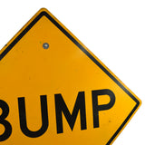 Vintage "BUMP" STEEL ROAD SIGN Huge 30"x30" Diamond-Shaped w/ MOUNTING HARDWARE