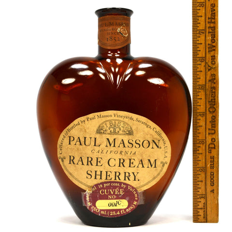 Vintage GLASS WINE BOTTLE Heart-Shaped PAUL MASSON RARE CREAM SHERRY Amber CUVEE