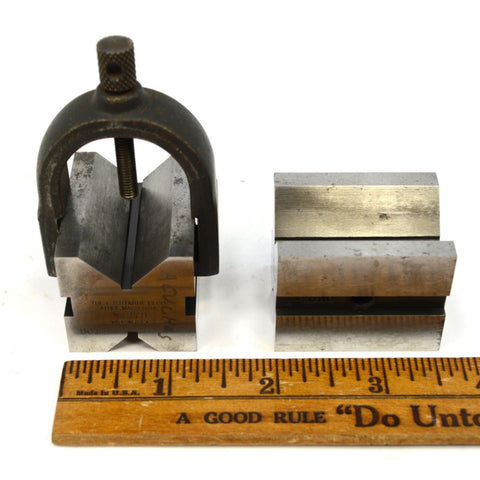 Pair of STARRETT No. 278 V-BLOCK Lot of 2 w/ 1-Clamp MACHINIST INSPECTION BLOCKS