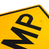 Vintage "BUMP" STEEL ROAD SIGN Huge 30"x30" Diamond-Shaped w/ MOUNTING HARDWARE