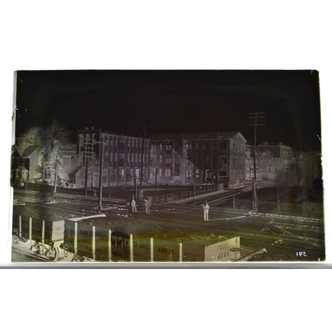 Antique PHOTO PRINT & GLASS NEGATIVE (5x8") of JOHN ROYLE & SONS BUILDING c.1855