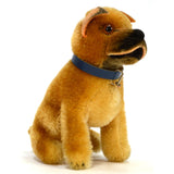 STEIFF "SARRAS BOXER" SITTING DOG #3310 Brown/Black MOHAIR 4.5" COLLAR c.1951-58