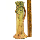 Antique WELLER "WOODCRAFT" BUD VASE 8.25" No Fruit TREE TRUNK Green Leaves c1920