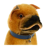 STEIFF "SARRAS BOXER" SITTING DOG #3310 Brown/Black MOHAIR 4.5" COLLAR c.1951-58