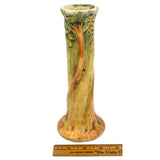 Antique WELLER "WOODCRAFT" BUD VASE 8.25" No Fruit TREE TRUNK Green Leaves c1920