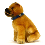 STEIFF "SARRAS BOXER" SITTING DOG #3310 Brown/Black MOHAIR 4.5" COLLAR c.1951-58