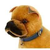 STEIFF "SARRAS BOXER" SITTING DOG #3310 Brown/Black MOHAIR 4.5" COLLAR c.1951-58