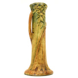 Antique WELLER "WOODCRAFT" BUD VASE 8.25" No Fruit TREE TRUNK Green Leaves c1920