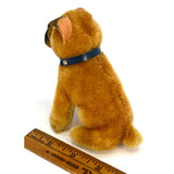 STEIFF "SARRAS BOXER" SITTING DOG #3310 Brown/Black MOHAIR 4.5" COLLAR c.1951-58